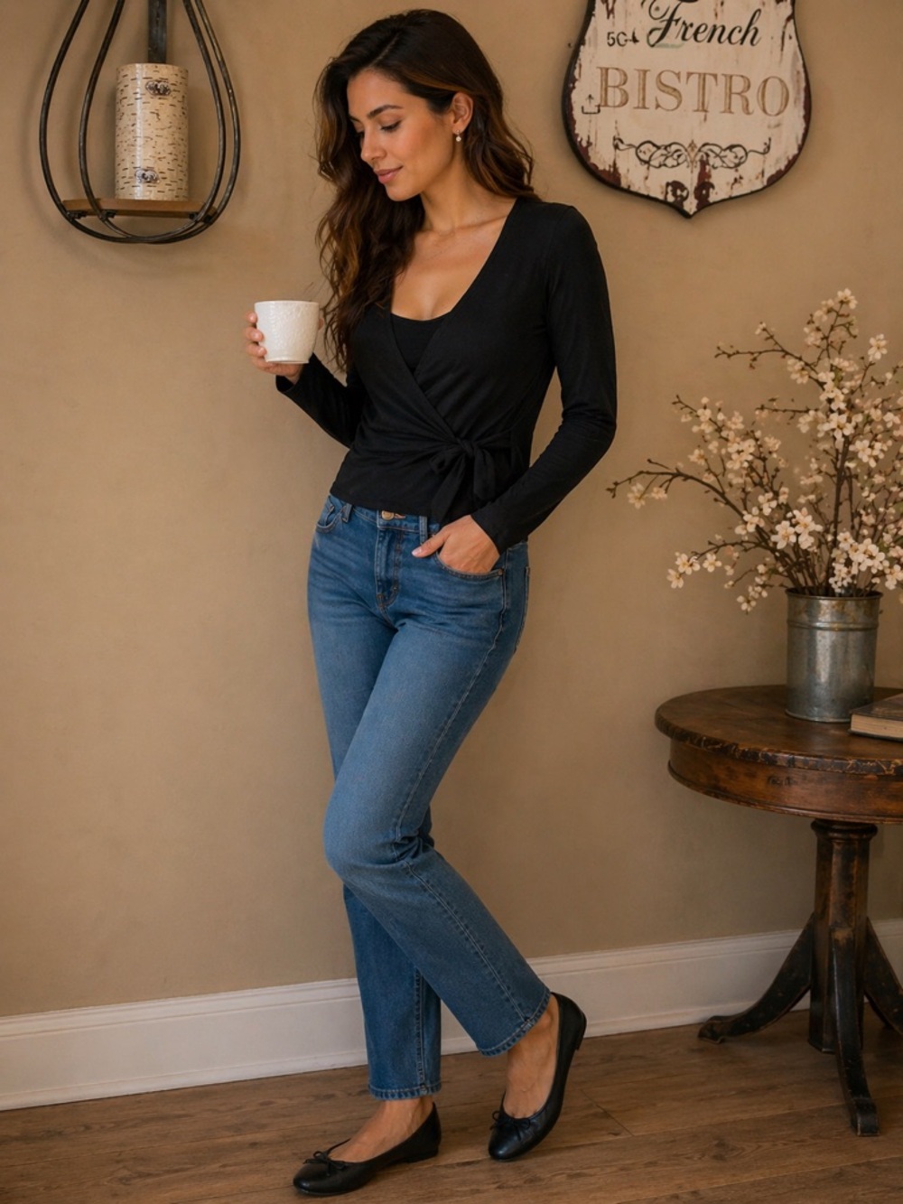 Express Long Sleeve Wrap Top